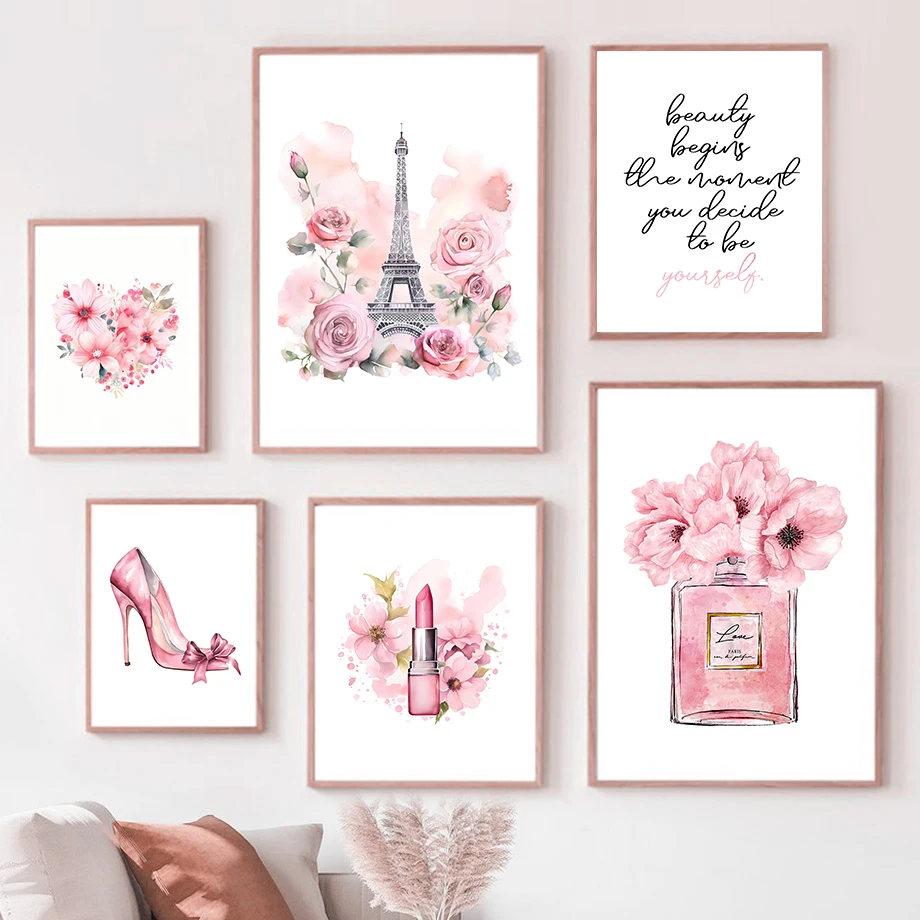 Paris Fashion Art Poster Pink  - Perfume Villa Fragrance avis et prix